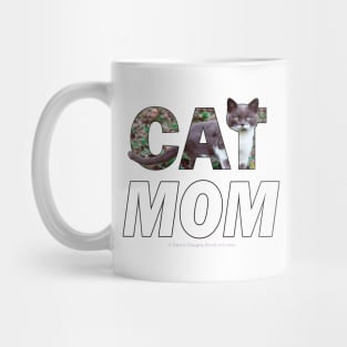 CAT MOM - grey and white cat oil painting word art Mug